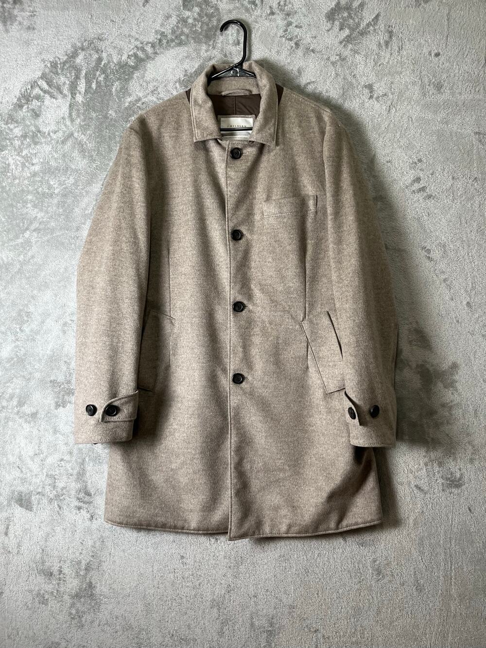 J.Hilburn Beige Wool Cashmere Quilted Car Coat Overcoat Jacket Size Medium